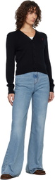 AMI Paris Black Wool Ami de Coeur Cardigan