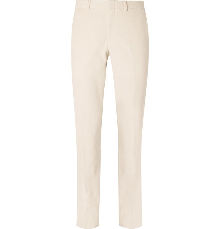 Photo: Brioni - Slim-Fit Cotton-Blend Corduroy Trousers - Neutrals