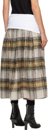 Stefan Cooke White & Gray Elastic Waist Midi Skirt