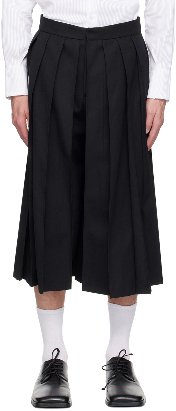 Steven Passaro SSENSE Exclusive Black Pleated Culotte Trousers