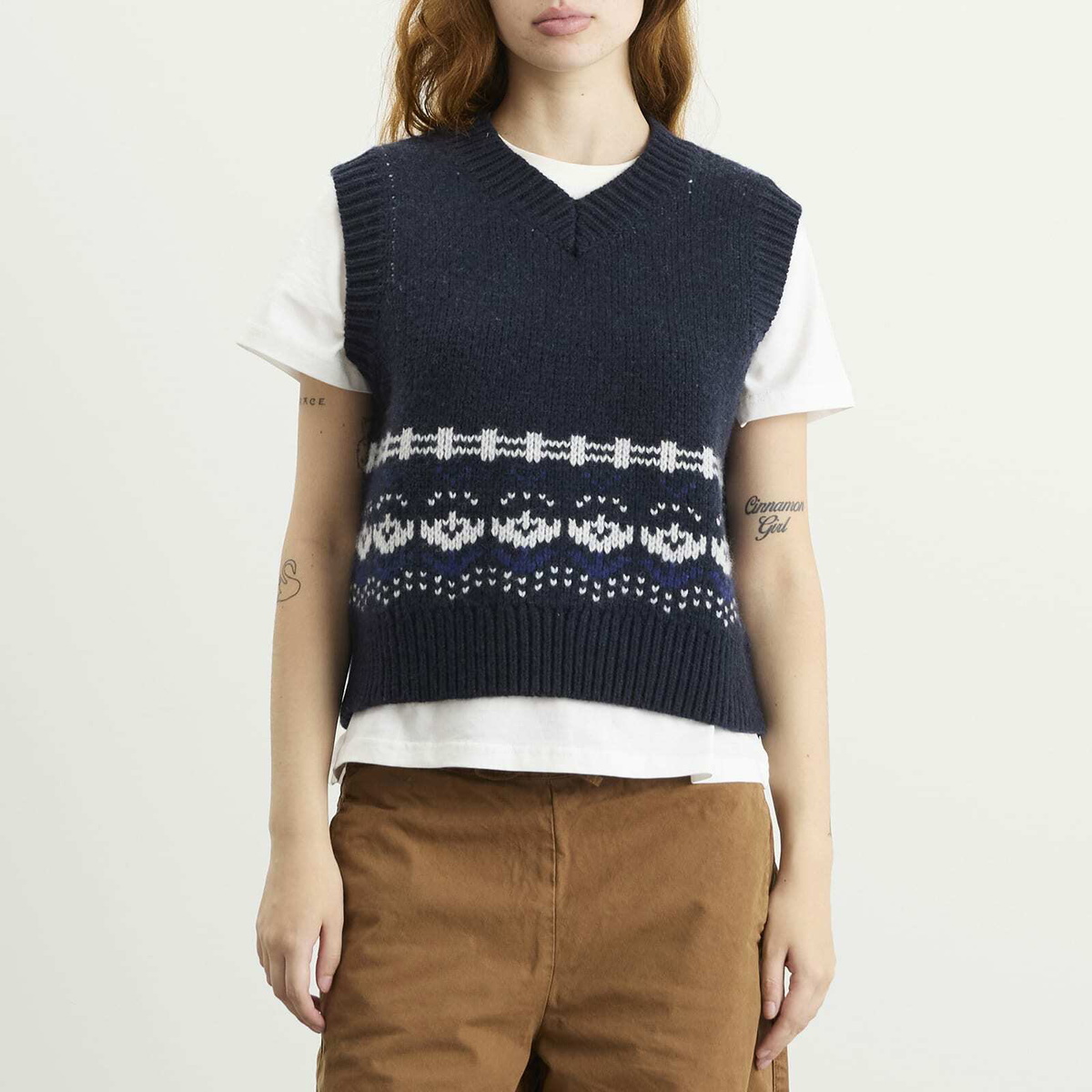 Damson Madder Women's Rhona House Knitted Vest in Navy
