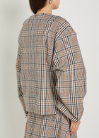 A.W.A.K.E Mode Checked Drawstring Cotton-blend top Brown