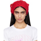 GANNI Red Cotton Crochet Head Scarf