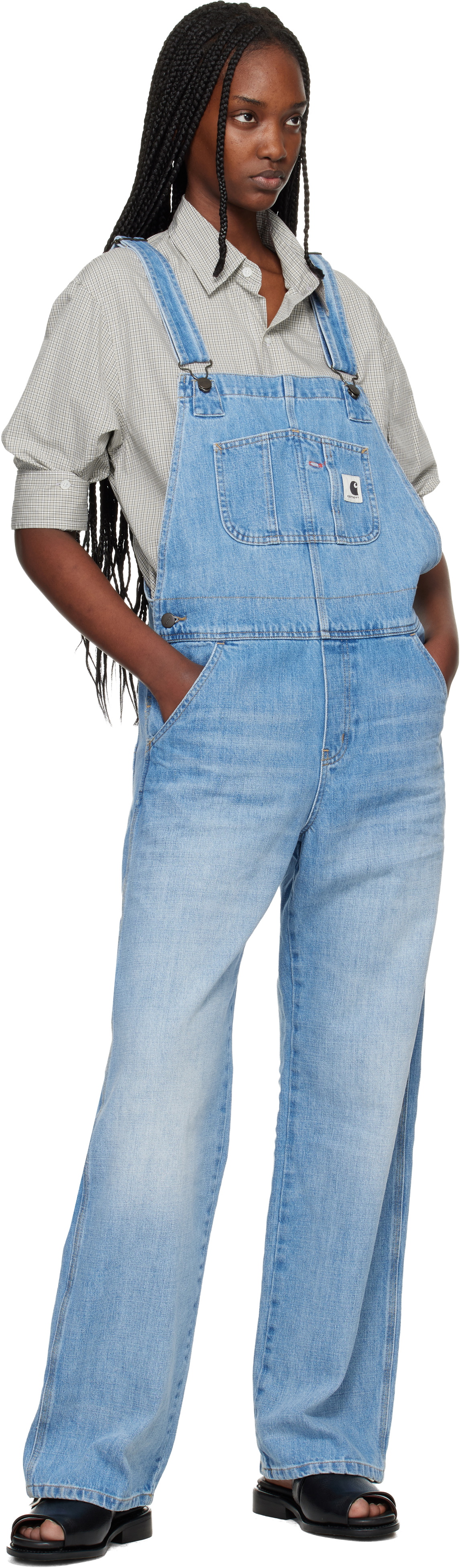 Carhartt Work In Progress Blue Bib Straight Denim Overalls