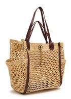 Chloe Iconic Logo Leather and Raffia Tote bag - Sand - One Size