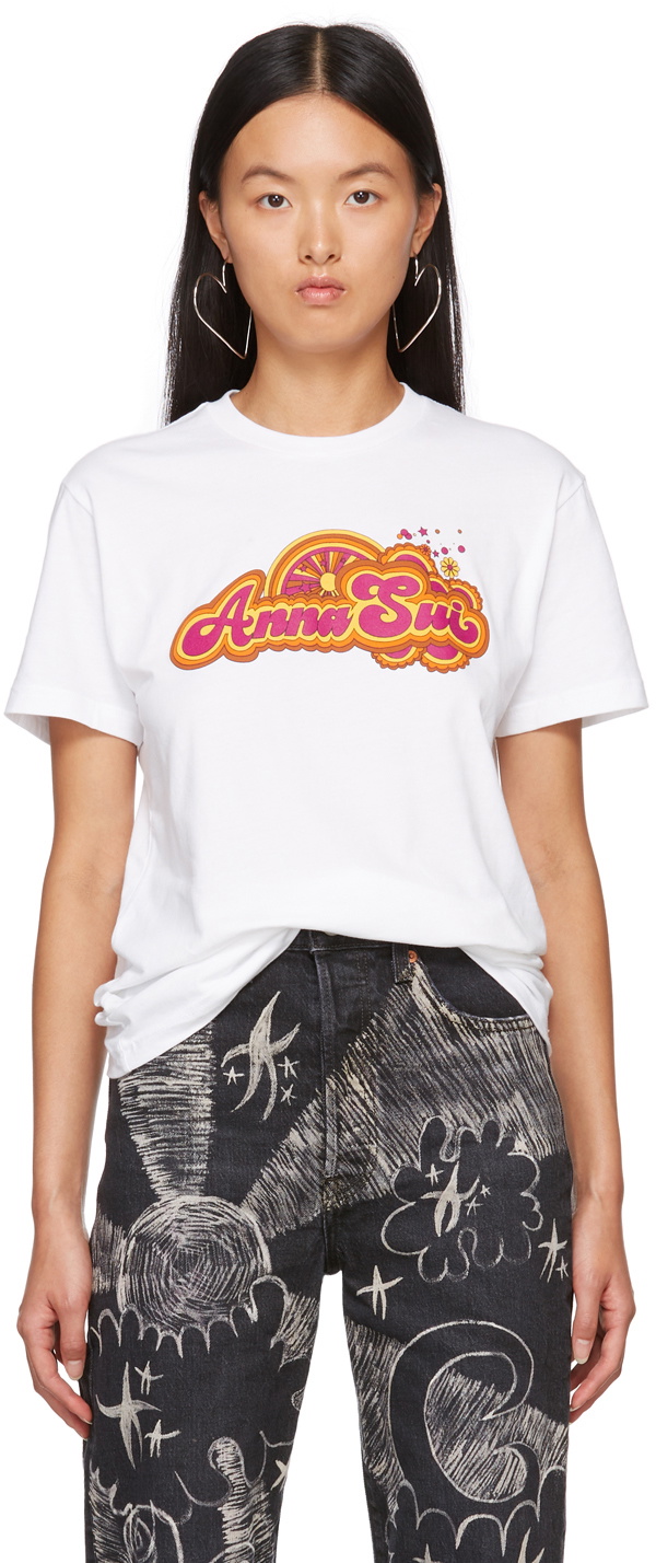 Anna Sui White Rainbow T-Shirt Anna Sui