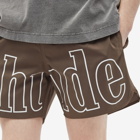 Rhude Men's Logo Swim Short in Dark Grey