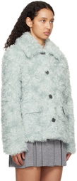 Sandy Liang Blue Peru Faux-Fur Jacket