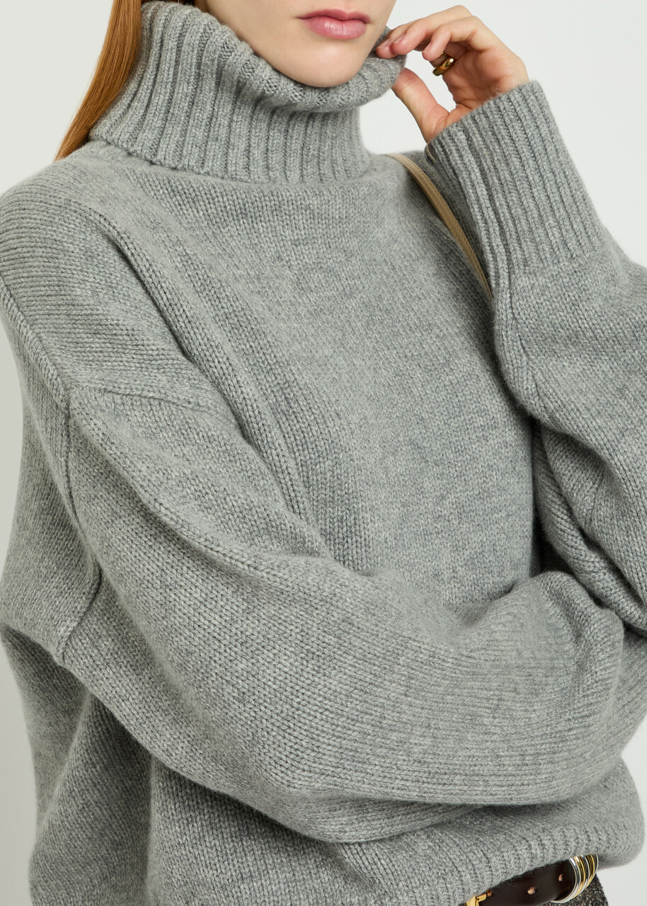 Extreme Cashmere N°434 Crop Xtra Roll-neck Cashmere Jumper - Grey - One Size