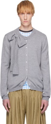 ANDREJ GRONAU Gray Bow Collar Cardigan