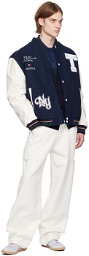 Tommy Jeans Navy Embroidered Reversible Bomber Jacket