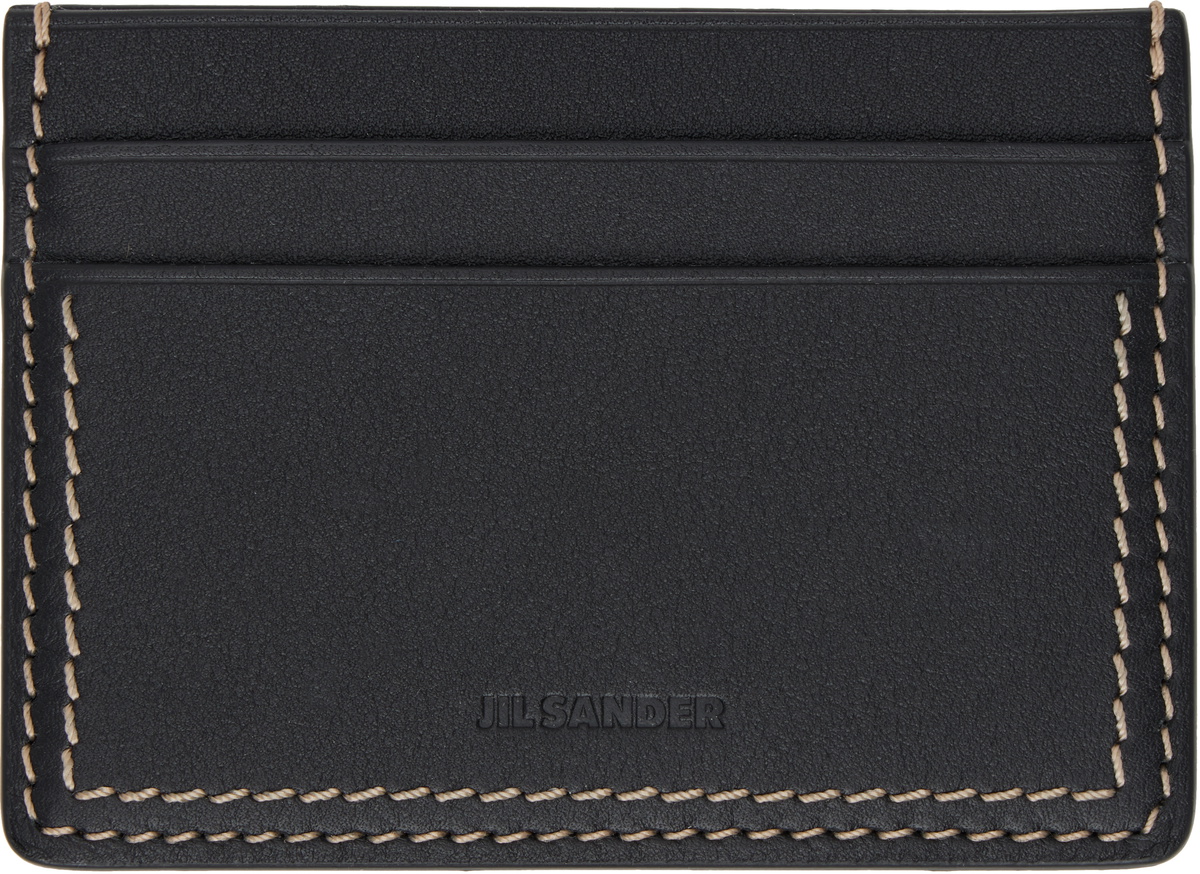 ★Jil Sander★ Logo Decorated Card Holder Black J07VL0006P48 Jil Sander - Leather Credit Card Holder in Black