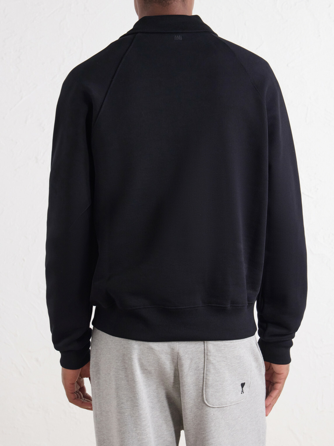AMI PARIS - Logo-Embroidered Cotton-Jersey Half-Zip Sweatshirt - Black