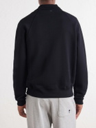 AMI PARIS - Logo-Embroidered Cotton-Jersey Half-Zip Sweatshirt - Black