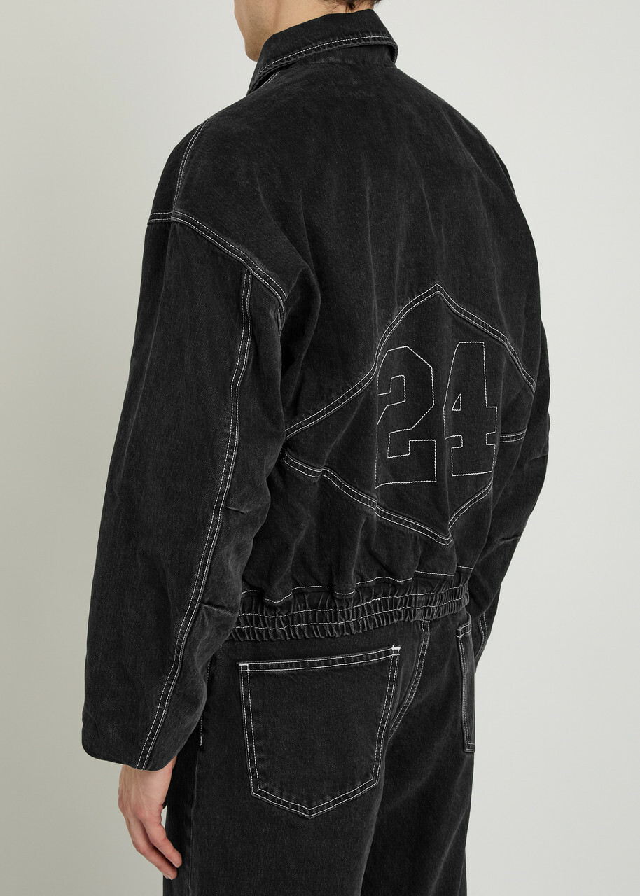 Nahmias Shadowstitch Denim Bomber Jacket Black