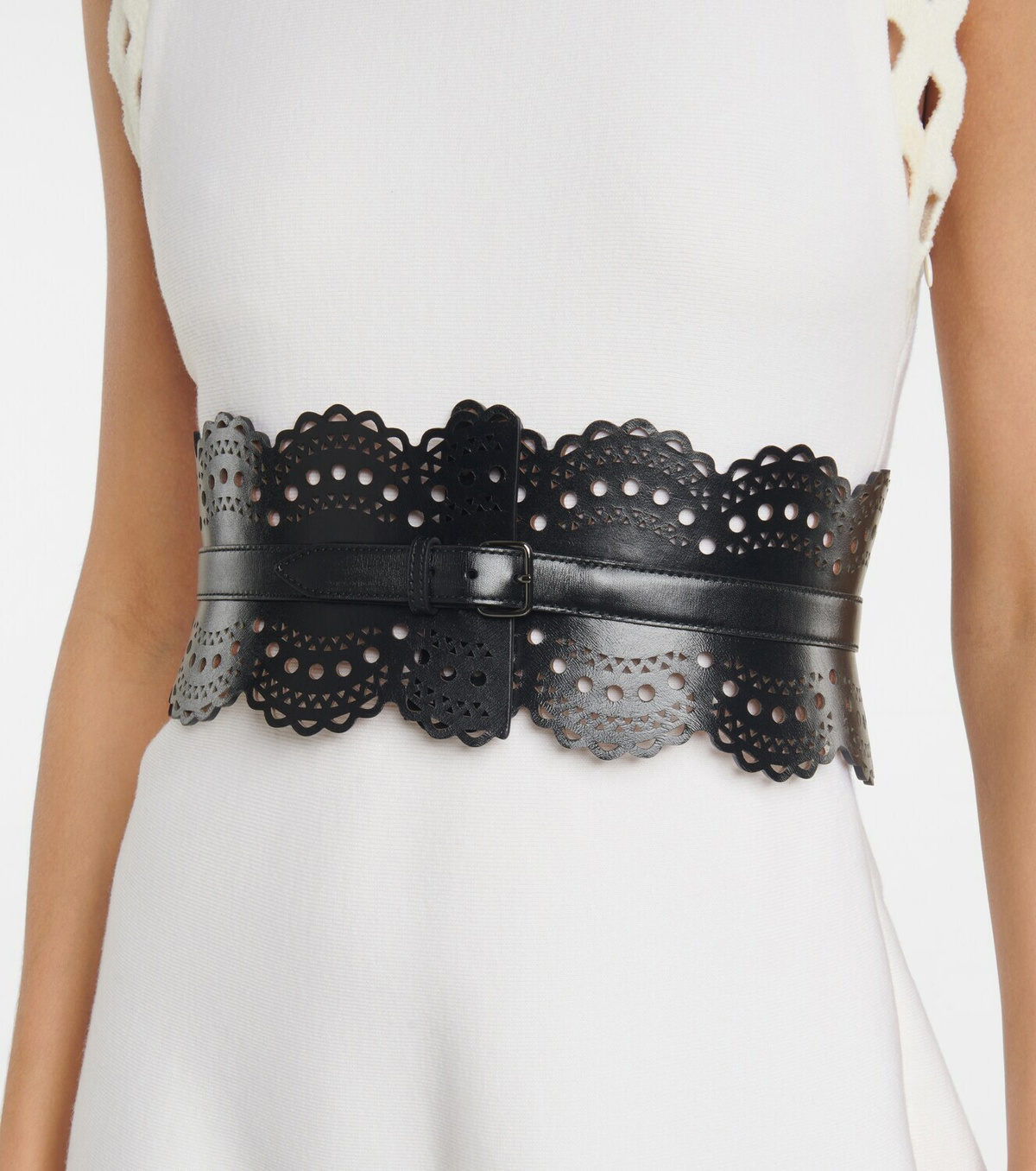 【ALAIA】 Buckled leather corset belt Alaïa Buckled Leather Corset Belt In 999 Black | ModeSens
