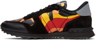 Valentino Garavani Black & Yellow Camo Rockrunner Sneakers