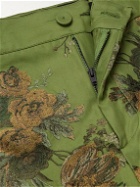 ERDEM - Straight-Leg Embroidered Cotton-Drill Chinos - Green