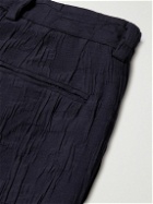 Blue Blue Japan - Straight-Leg Crinkled Cotton-Blend Jacquard Trousers - Blue