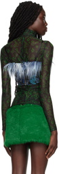 SHUTING QIU Blue Jacquard Camisole