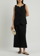 Skall Studio Emina Linen-blend Midi Skirt Black