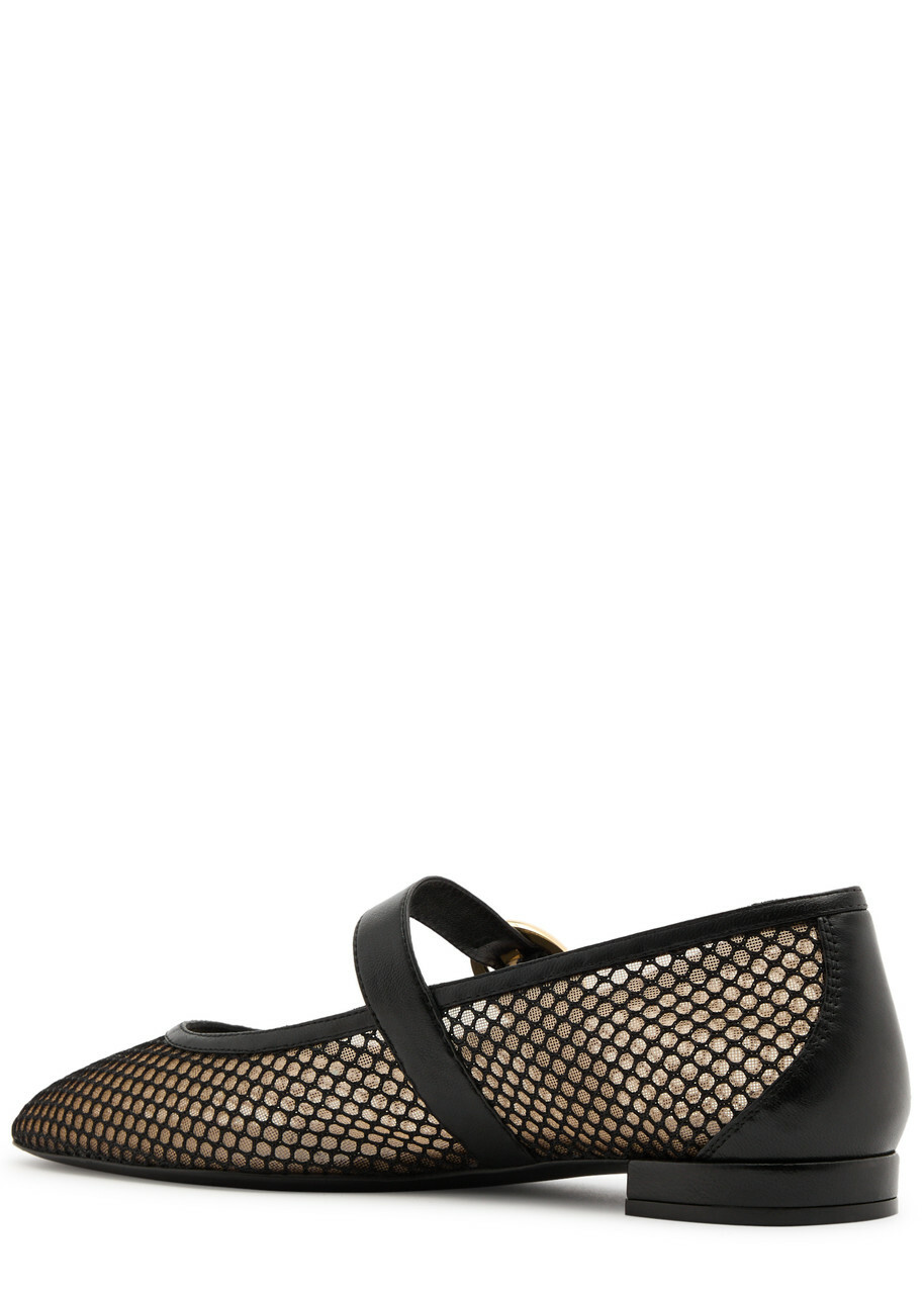 Stuart Weitzman Arabella Mesh Mary Jane Flats Black