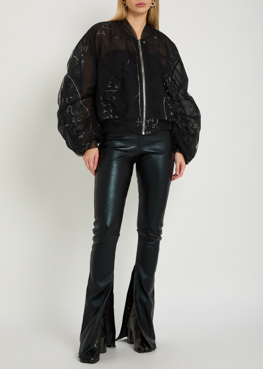 Rick Owens Lilies Carmen Flared-leg Leather-blend Trousers Black