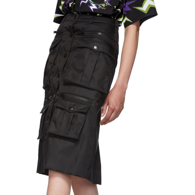 【送料&関税込】Prada Black Gabardine Skirt Prada Black Nylon Gabardine Pencil Skirt Prada