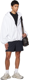 Alexander Wang White Graphic Logo Zip Hoodie