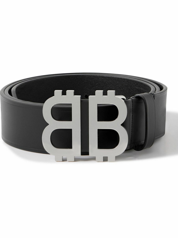Photo: Balenciaga - 3.5cm BB Crypto Logo-Embellished Leather Belt - Black