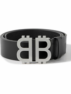 Balenciaga - 3.5cm BB Crypto Logo-Embellished Leather Belt - Black
