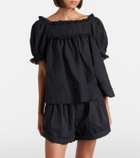 Dôen Frances lace-trimmed cotton-blend top