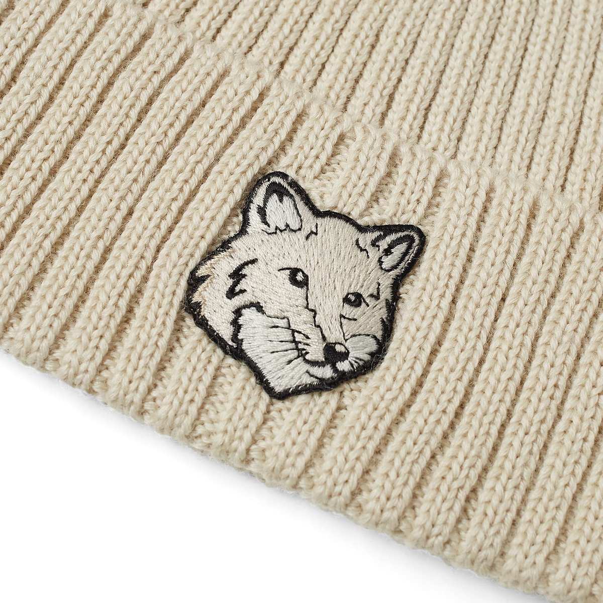 Maison Kitsuné Women's Bold Fox Head Beanie Hat in Paper
