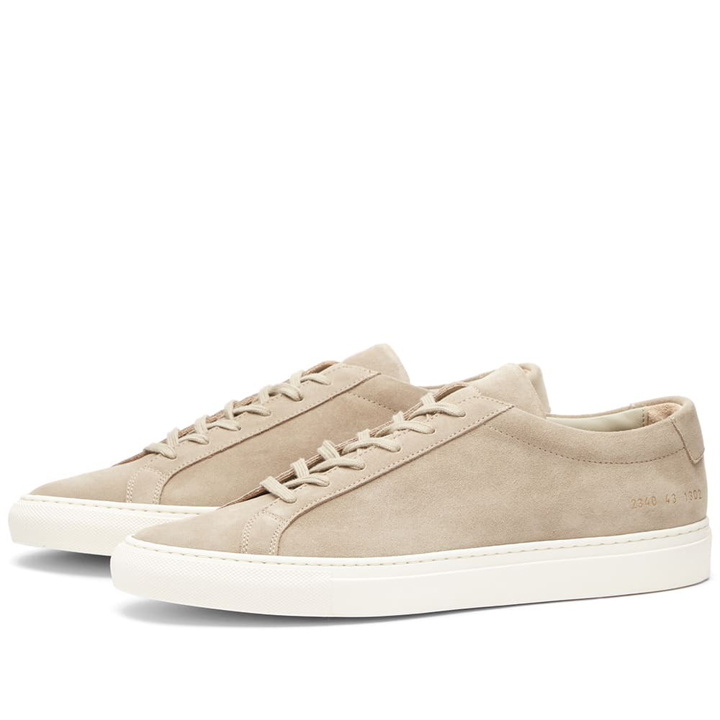 Photo: Common Projects Men's Achilles Low Suede Sneakers in Tan