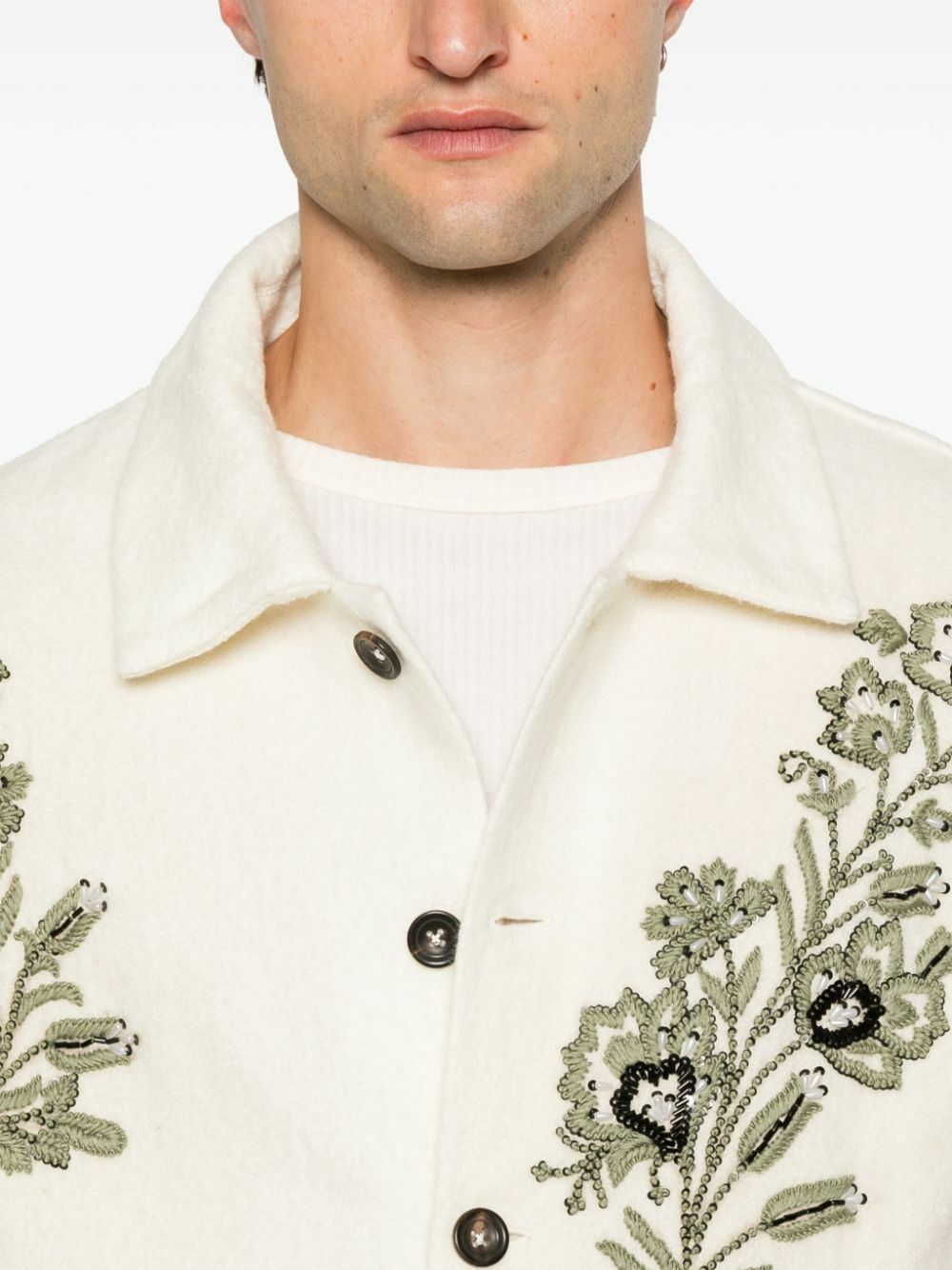Kartik Research Floral-Embroidered Bomber Jacket Kartik Research