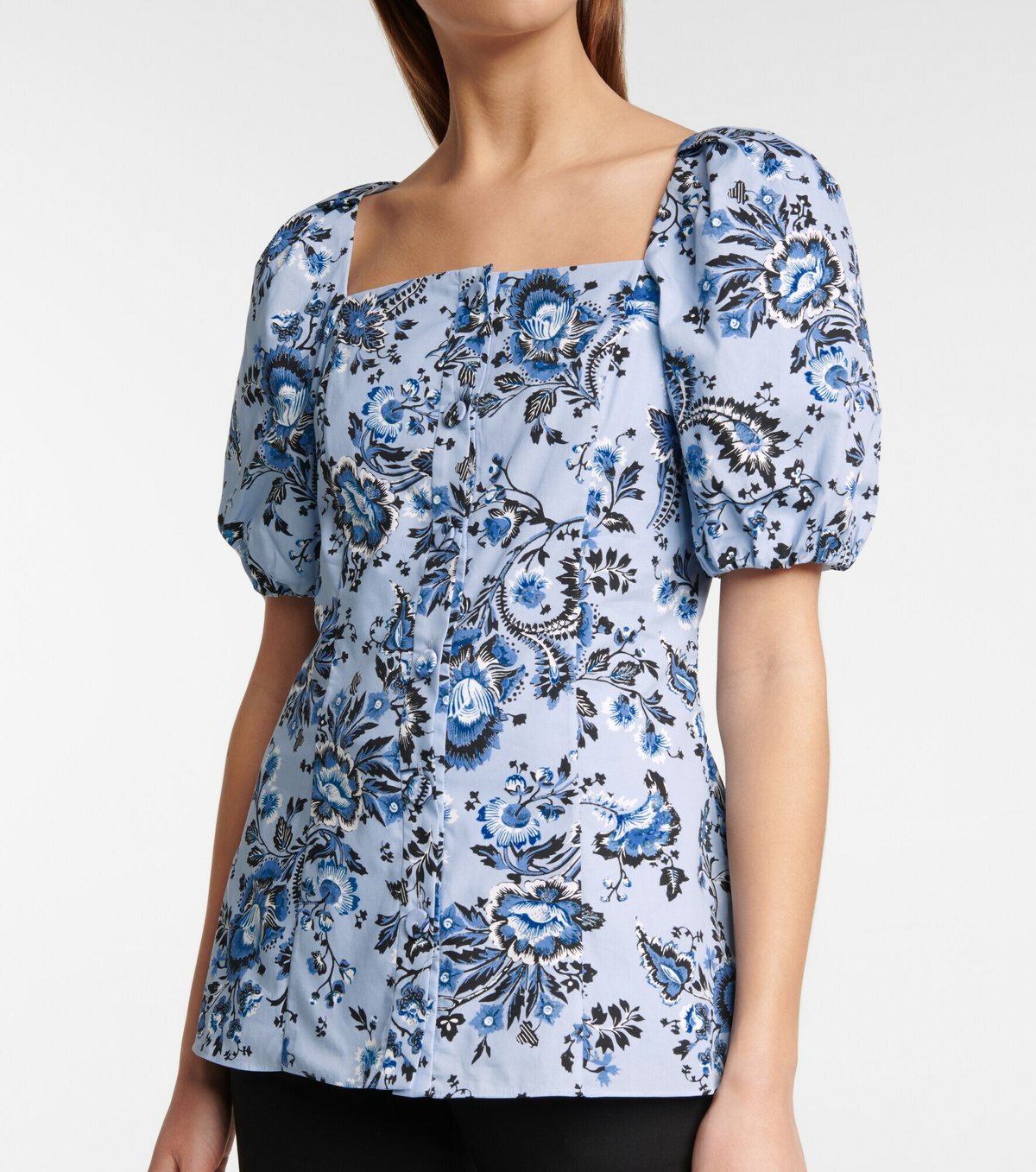 Erdem - Inez floral cotton poplin top