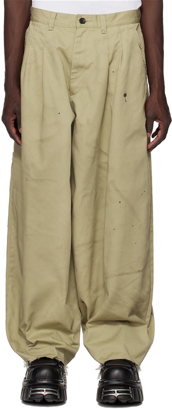 Photo: KIDILL Beige Two Tuck Trousers