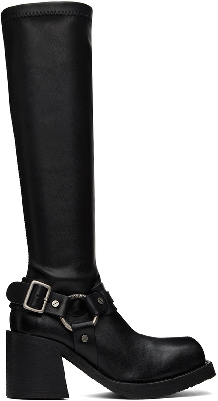 Photo: Acne Studios Black Pull-On Buckle Tall Boots