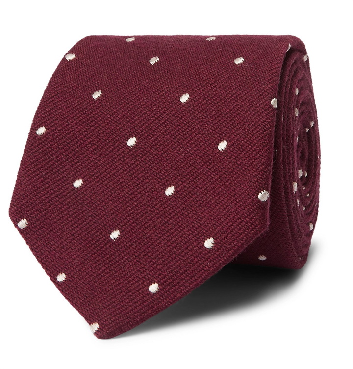 Photo: Paul Smith - 8cm Polka-Dot Wool and Silk-Blend Tie - Burgundy