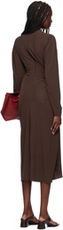 Bottega Veneta Brown Crepe Viscose Midi Dress
