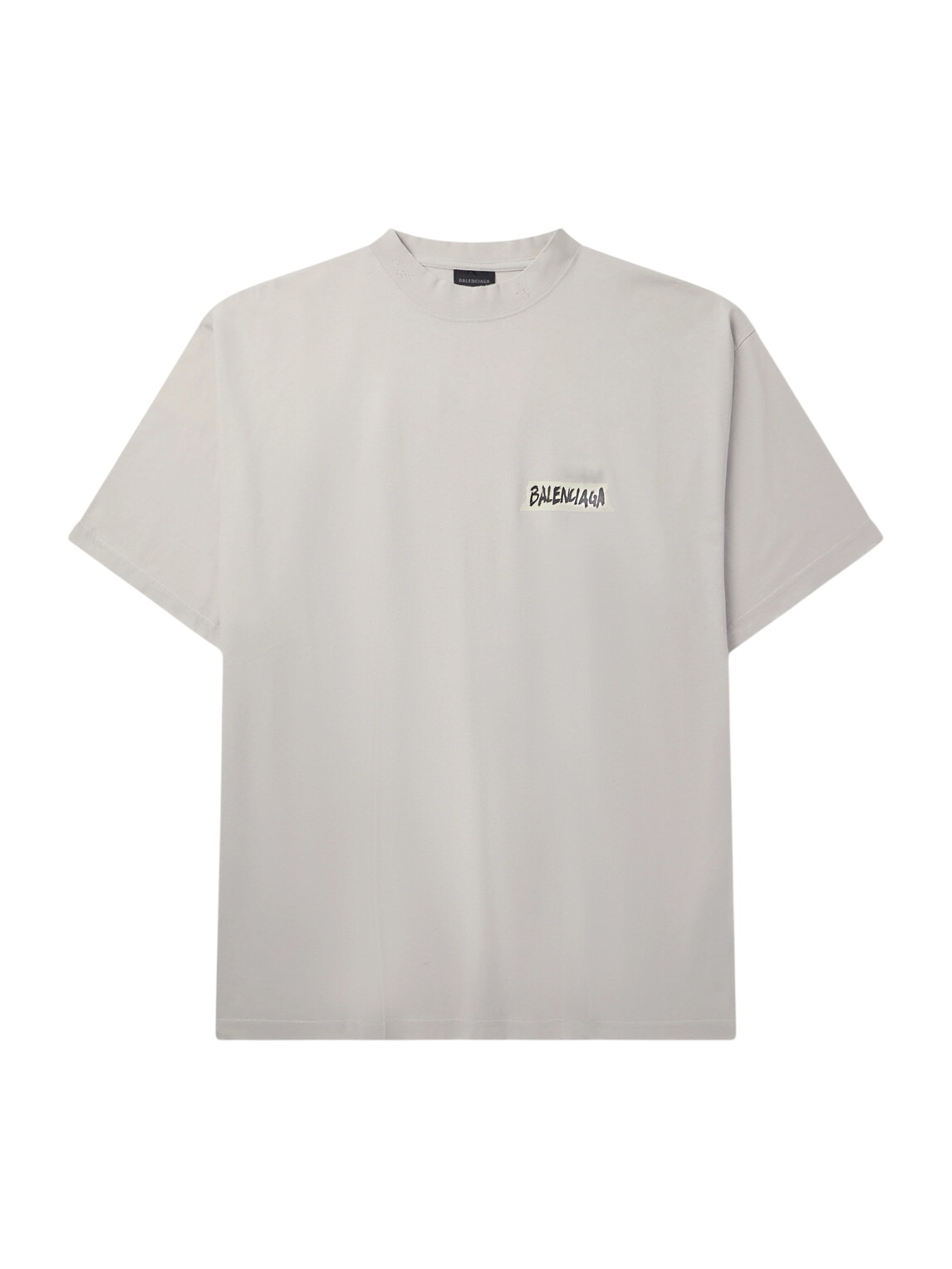 Balenciaga - Distressed Logo-Embroidered Cotton-Jersey T-Shirt