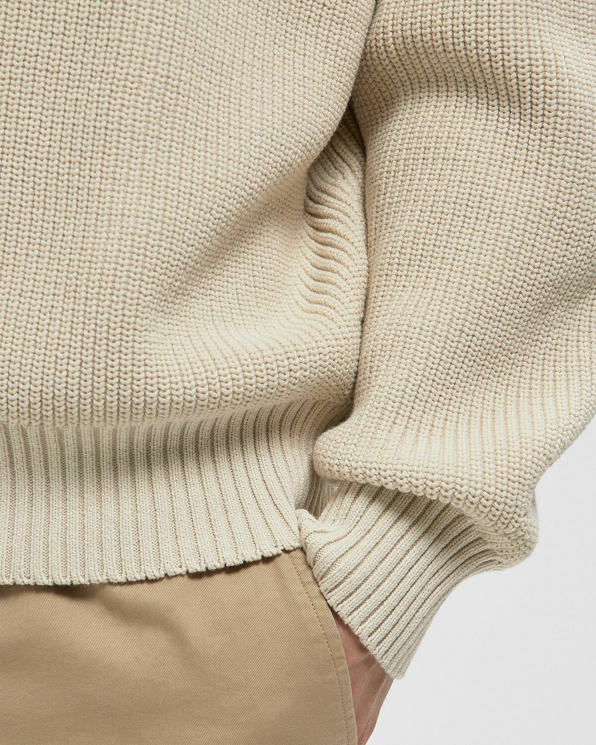 Badge Accent Pearl Rib Polo Collar Sweater