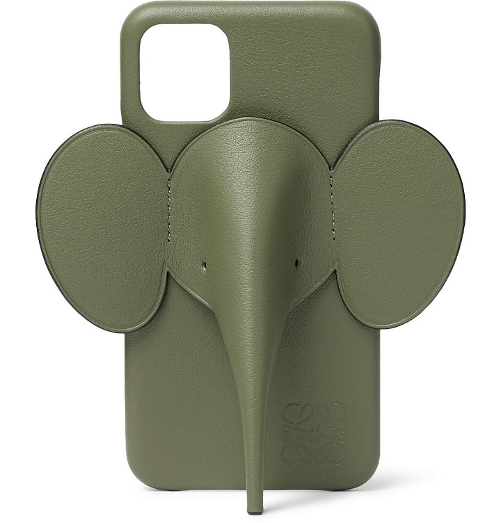 Photo: Loewe - Elephant Full-Grain Leather iPhone 11 Case - Green