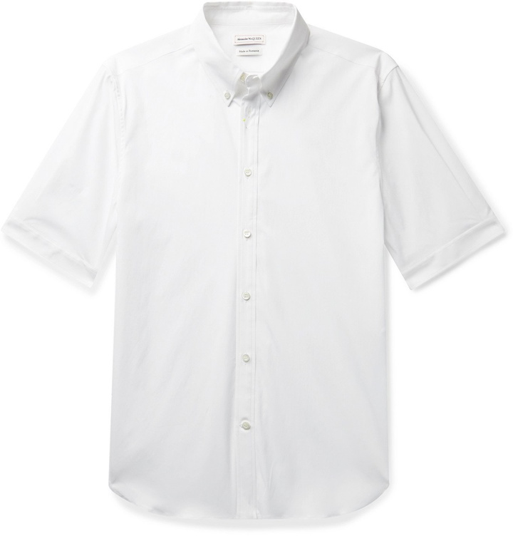 Photo: Alexander McQueen - Slim-Fit Button-Down Collar Stretch-Cotton Poplin Shirt - White