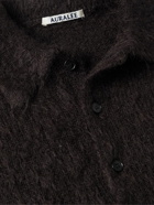 Auralee - Brushed Mohair and Wool-Blend Polo Shirt - Brown