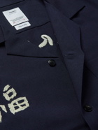 VISVIM - Sanko Camp-Collar Embroidered Wool and Linen-Blend Shirt - Blue