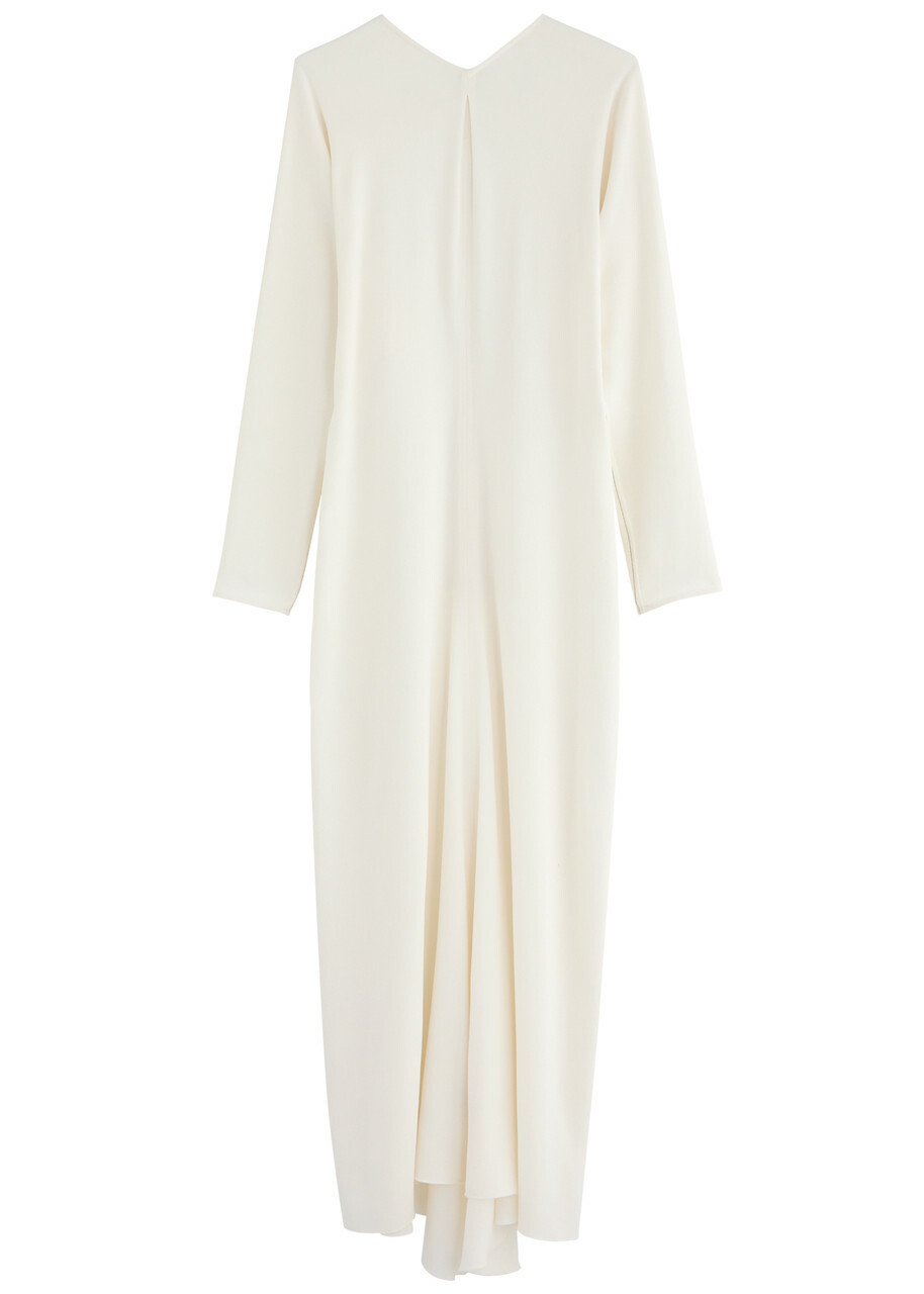 Victoria Beckham Draped Woven Maxi Dress Ivory Victoria Beckham