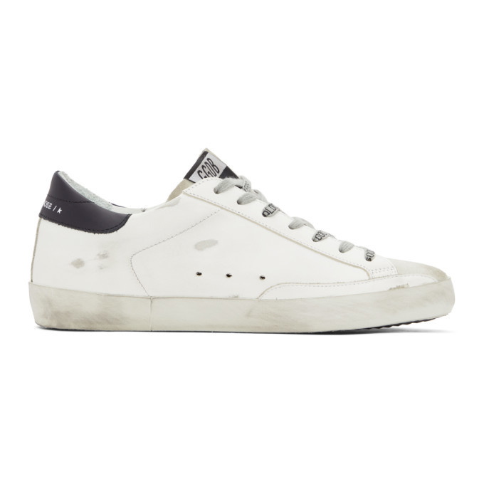 Photo: Golden Goose White and Navy Dotted Super-Star Sneakers