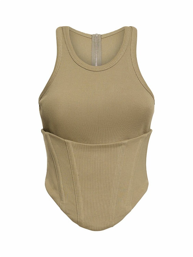 Photo: DION LEE - Cropped Cotton Jersey Corset Tank Top
