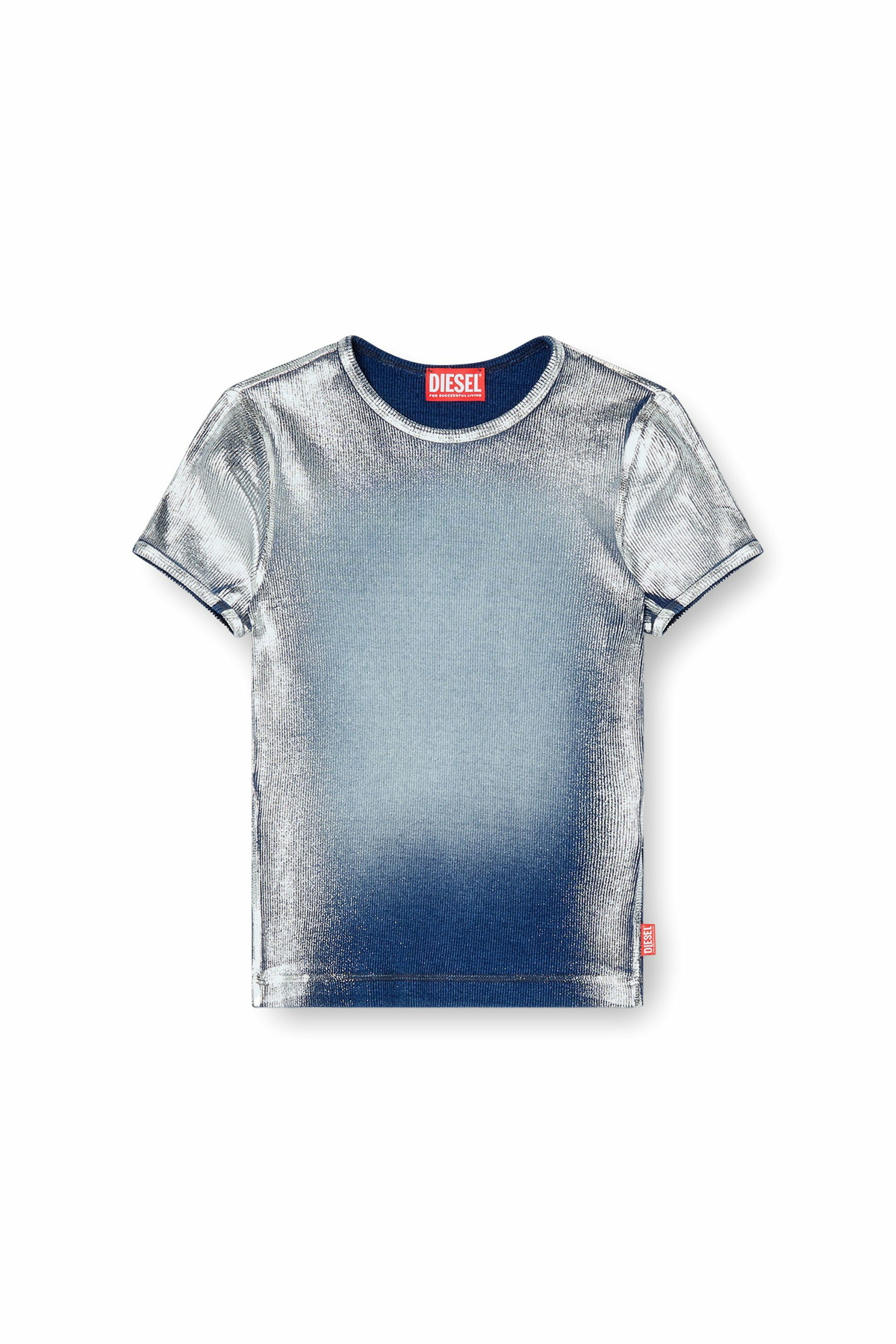 Diesel Faded metallic T-shirt - T-Shirts Womens in Blue Diesel